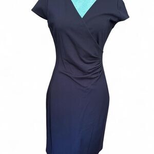Kenneth Cole New York Womens Navy Zip Up Mock Wrap Dress Officecore Professional